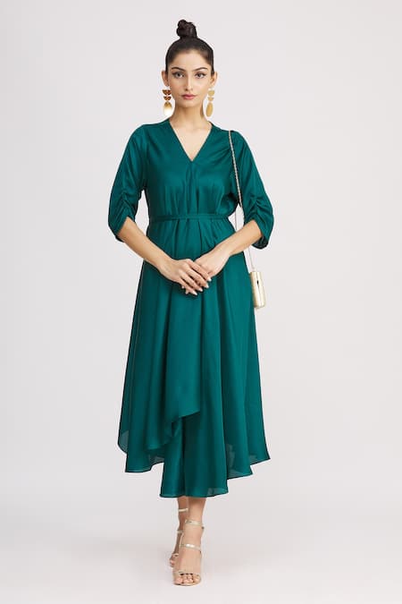 Harsh Harsh Dupion Silk High Low Dress 