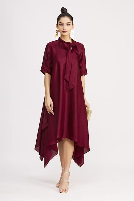 Harsh Harsh Bow Neck Handkerchief Dress 