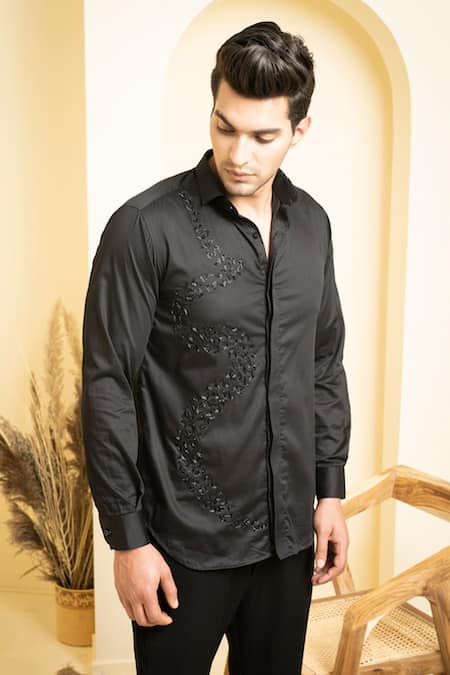 Buy Hilo Design Black Cotton Satin Cut Work Awel Shirt Online at Aza Fashions Buy_Hilo Design_Black Cotton Satin Cut Work Awel Shirt _Online_at_Aza_Fashions