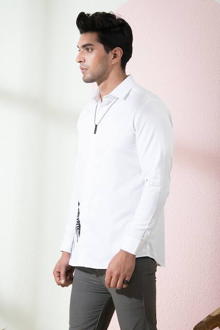 Shop Hilo Design White Cotton Satin Embroidery Stan Zebra Shirt Online at Aza Fashions Shop_Hilo Design_White Cotton Satin Embroidery Stan Zebra Shirt _Online_at_Aza_Fashions