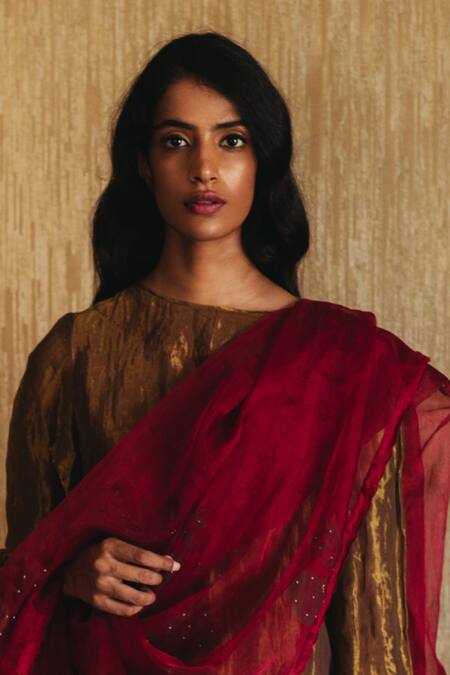 Buy Shorshe Clothing Gold Handloom Tissue Round Kurta Set Online at Aza Fashions Buy_Shorshe Clothing_Gold Handloom Tissue Round Kurta Set _Online_at_Aza_Fashions