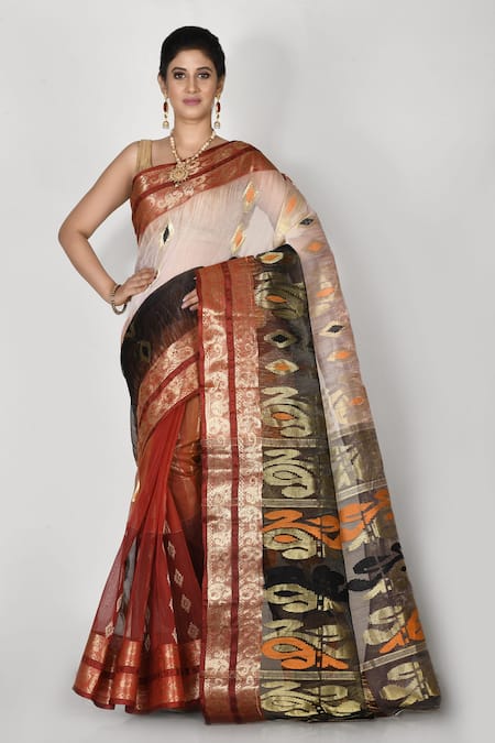 Nazaakat by Samara Singh Multi Color Cotton Silk Woven Paisley Zari Saree