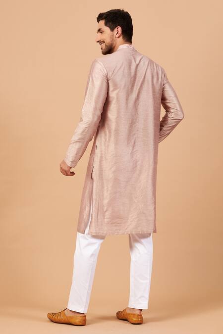 Hilo Design Floral Geometric Embroidered Kurta For Kids