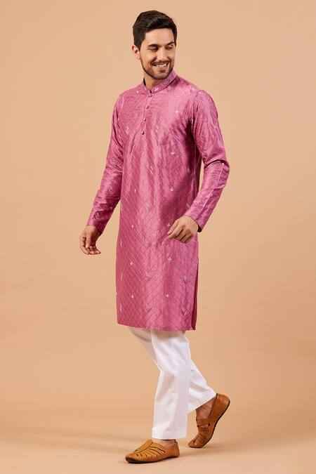Buy Hilo Design Purple Dupion Geometric, Leaf, Zari Pumetric Embroidered Kurta Online at Aza Fashions Buy_Hilo Design_Purple Dupion Geometric, Leaf, Zari Pumetric Embroidered Kurta _Online_at_Aza_Fashions