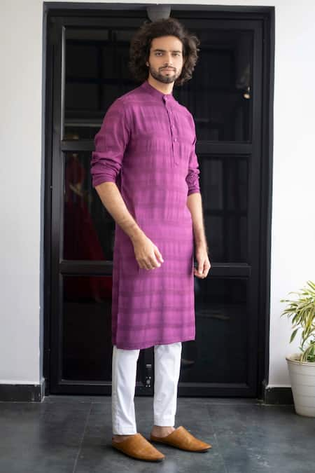 Hilo Design Amaranth Basik Jacquard Kurta 