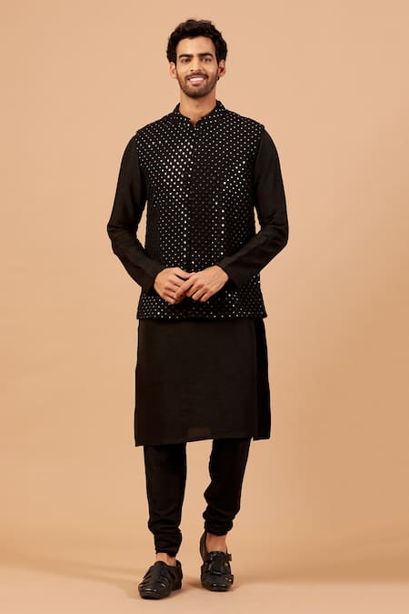 Hilo Design Mirror Work Bundi & Kurta Set 