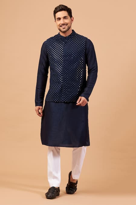 Hilo Design Rolack Mirror Work Bundi & Kurta Set 