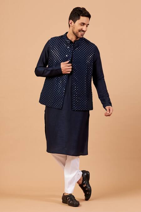 Hilo Design Blue Bundi Georgette, Churidar Cotton Lycra, Kurta Raw Rolack Work And Set Online at Aza Fashions Hilo Design_Blue Bundi Georgette, Churidar Cotton Lycra, Kurta Raw Rolack Work And Set _Online_at_Aza_Fashions