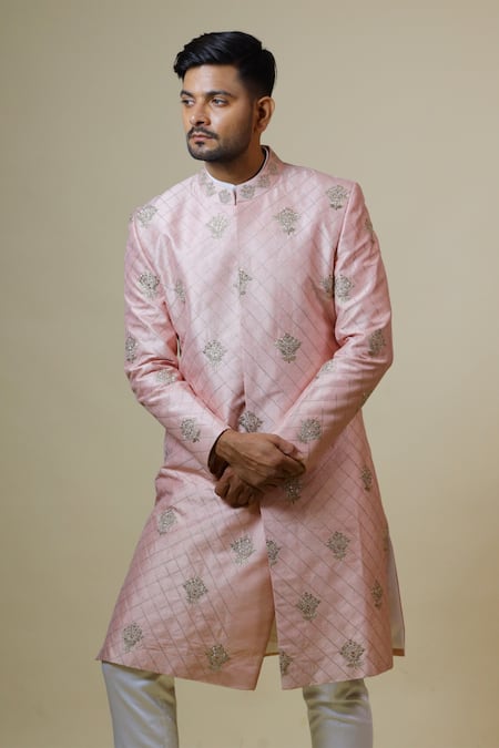 Hilo Design Floral Embroidered Sherwani Set 