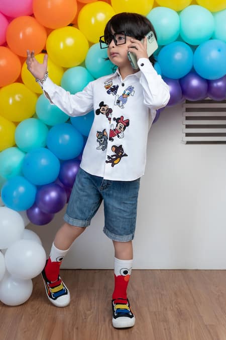 Hoity Moppet_White Cotton Embroidery Shirt _Online_at_Aza_Fashions