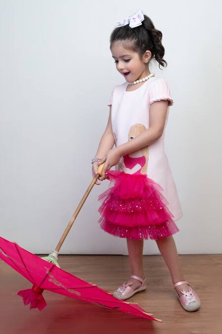 Buy Hoity Moppet White Crepe, Tulle Embroidery Barbie Frill Dress Online at Aza Fashions Buy_Hoity Moppet_White Crepe, Tulle Embroidery Barbie Frill Dress _Online_at_Aza_Fashions