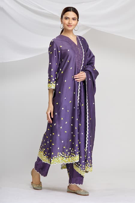 Huemn Silk Chanderi Kurta Set 