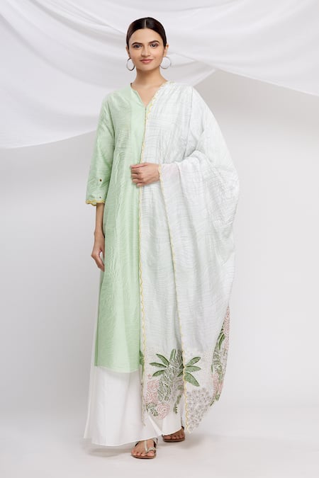 Huemn Silk Chanderi Kurta Set 