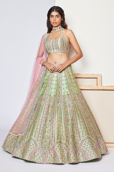 Multicolored Lehenga Mirror Work Graba Dance Navratri Lehenga Choli SF –  Fashion Flux