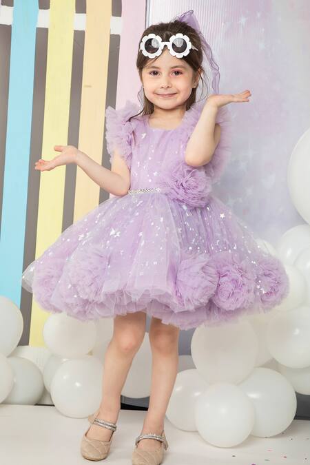 Buy_Hoity Moppet_Purple Tulle, Satin Tassels Play Date Stars Embroidered Dress_Online_at_Aza_Fashions