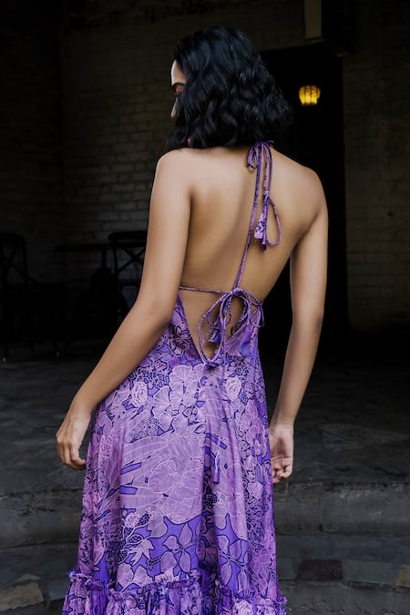 Payal & Zinal Floral Print Halter Dress 