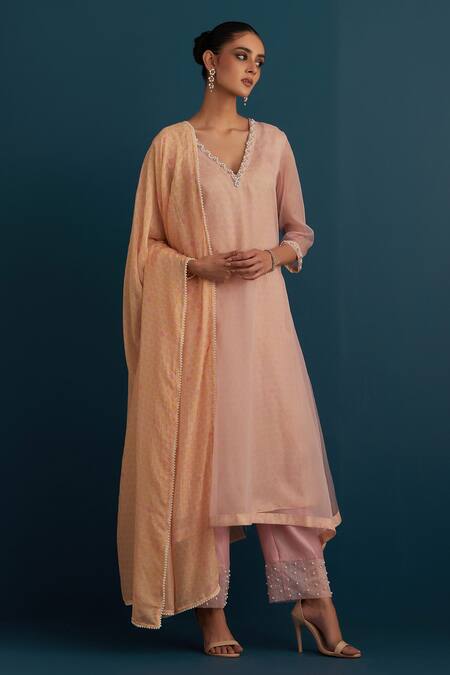 Buy House Of Pink Pink Organza, Lining Cotton Silk, Pants Chanderi Kurta Set With Dupatta Online at Aza Fashions Buy_House Of Pink_Pink Organza, Lining Cotton Silk, Pants Chanderi Kurta Set With Dupatta_Online_at_Aza_Fashions