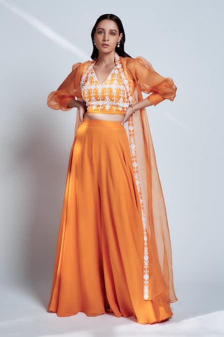 Orange silk Palazzos – Hamaji Studio