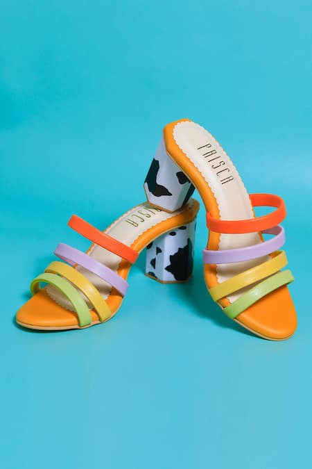 HOUSE OF PRISCA Multi Color Rio Strappy Block Heels 