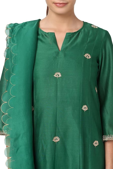 House Of Pink Green Organza, Chanderi Kurta Set at Aza Fashions House Of Pink_Green Organza, Chanderi Kurta Set _at_Aza_Fashions