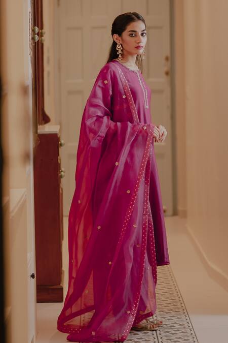 House Of Pink Purple Organza, Chanderi Kurta Set Online at Aza Fashions House Of Pink_Purple Organza, Chanderi Kurta Set _Online_at_Aza_Fashions