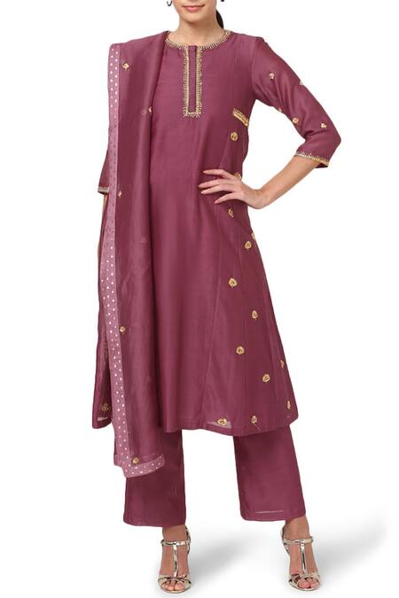 Shop House Of Pink Purple Organza, Chanderi Kurta Set Online at Aza Fashions Shop_House Of Pink_Purple Organza, Chanderi Kurta Set _Online_at_Aza_Fashions