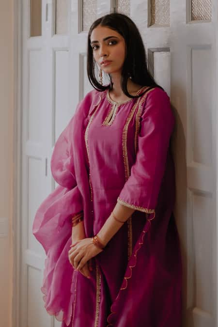 House Of Pink Purple Organza, Chanderi Kurta Set at Aza Fashions House Of Pink_Purple Organza, Chanderi Kurta Set _at_Aza_Fashions