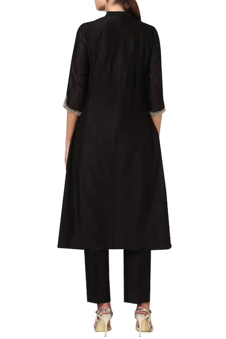 Shop House Of Pink Black Organza, Chanderi Kurta Set at Aza Fashions Shop_House Of Pink_Black Organza, Chanderi Kurta Set _at_Aza_Fashions