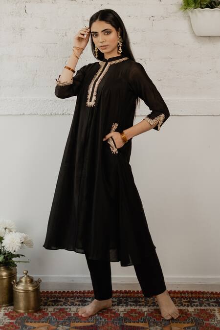 Buy House Of Pink Black Organza, Chanderi Kurta Set Online at Aza Fashions Buy_House Of Pink_Black Organza, Chanderi Kurta Set _Online_at_Aza_Fashions