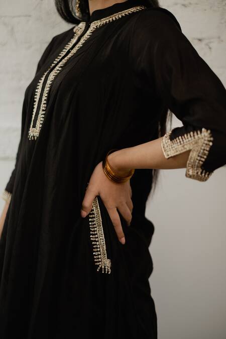 House Of Pink Black Organza, Chanderi Kurta Set at Aza Fashions House Of Pink_Black Organza, Chanderi Kurta Set _at_Aza_Fashions