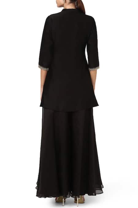 Shop House Of Pink Black Organza, Chanderi Kurta Set at Aza Fashions Shop_House Of Pink_Black Organza, Chanderi Kurta Set _at_Aza_Fashions