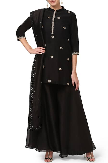 House Of Pink Black Organza, Chanderi Kurta Set Online at Aza Fashions House Of Pink_Black Organza, Chanderi Kurta Set _Online_at_Aza_Fashions