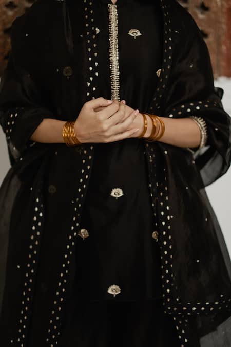 House Of Pink Black Organza, Chanderi Kurta Set at Aza Fashions House Of Pink_Black Organza, Chanderi Kurta Set _at_Aza_Fashions