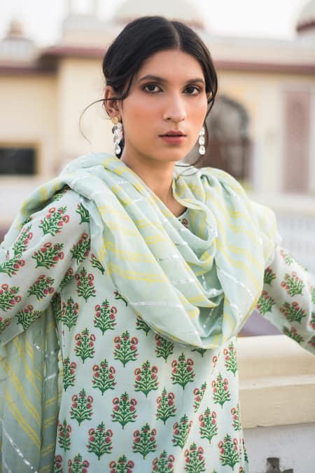 Buy House Of Pink Green Chanderi Kurta Set Online at Aza Fashions Buy_House Of Pink_Green Chanderi Kurta Set _Online_at_Aza_Fashions