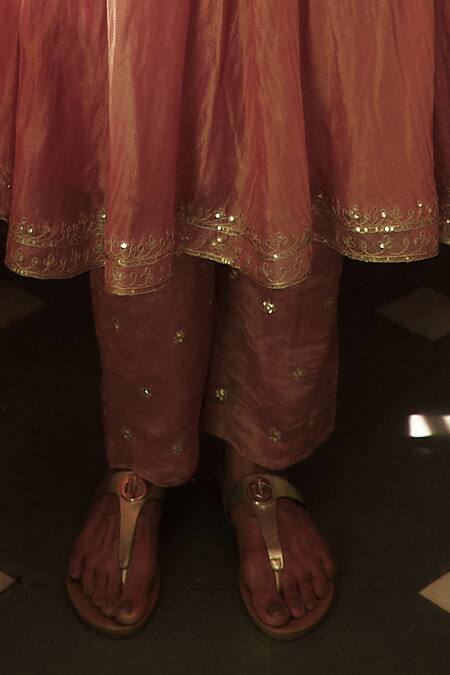 House Of Pink Pink Chanderi Mandarin Collar Embroidered Anarkali Set at Aza Fashions House Of Pink_Pink Chanderi Mandarin Collar Embroidered Anarkali Set _at_Aza_Fashions