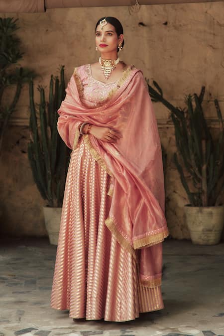 HOUSE OF PINK Chanderi Bridal Lehenga Set 