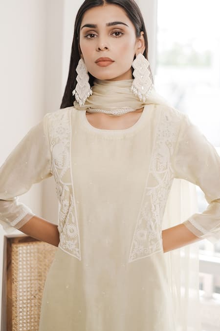 Shop House Of Pink Green Organza, Chanderi Round Kurta Set Online at Aza Fashions Shop_House Of Pink_Green Organza, Chanderi Round Kurta Set _Online_at_Aza_Fashions