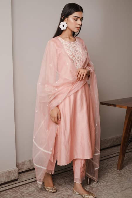 House Of Pink Chanderi Kurta Set 