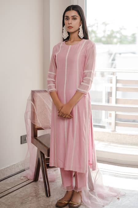 Shop House Of Pink Purple Organza, Chanderi Round Kurta Set at Aza Fashions Shop_House Of Pink_Purple Organza, Chanderi Round Kurta Set _at_Aza_Fashions