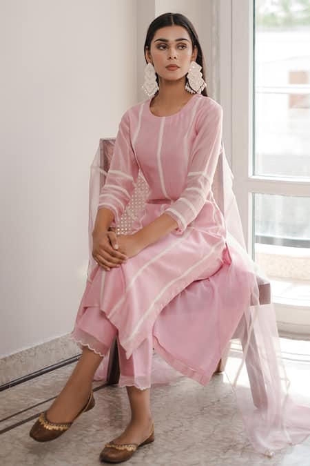 Buy House Of Pink Purple Organza, Chanderi Round Kurta Set Online at Aza Fashions Buy_House Of Pink_Purple Organza, Chanderi Round Kurta Set _Online_at_Aza_Fashions