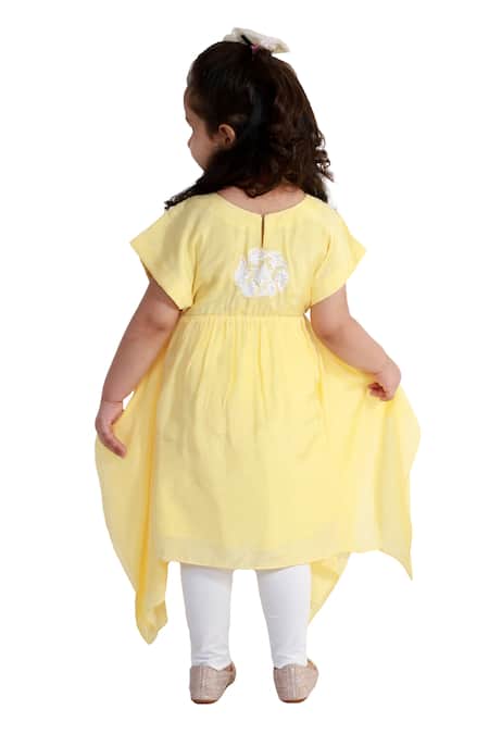 Shop Neha Gursahani Yellow Silk, Voile Embroidery Tunic at Aza Fashions Shop_Neha Gursahani_Yellow Silk, Voile Embroidery Tunic _at_Aza_Fashions