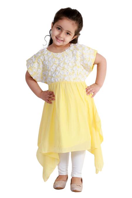 Neha Gursahani Yellow Silk, Voile Embroidery Tunic Online at Aza Fashions Neha Gursahani_Yellow Silk, Voile Embroidery Tunic _Online_at_Aza_Fashions