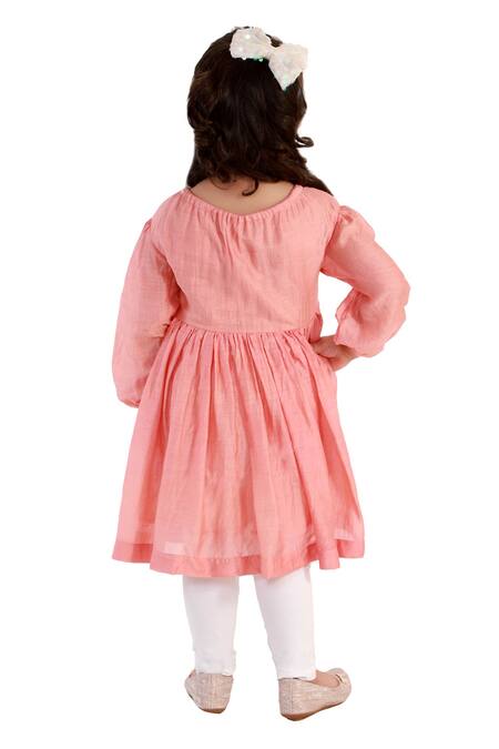 Shop Neha Gursahani Peach Silk, Voile Tassels, Embroidery Tunic at Aza Fashions Shop_Neha Gursahani_Peach Silk, Voile Tassels, Embroidery Tunic _at_Aza_Fashions