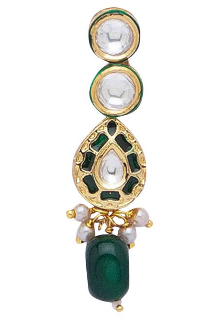 HRISHA_Gold Plated Meenakari Kundan Necklace Set _at_Aza_Fashions