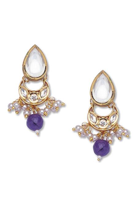 Shop_HRISHA_Gold Plated Kundan Polki Brass And Agates Choker Set_Online_at_Aza_Fashions