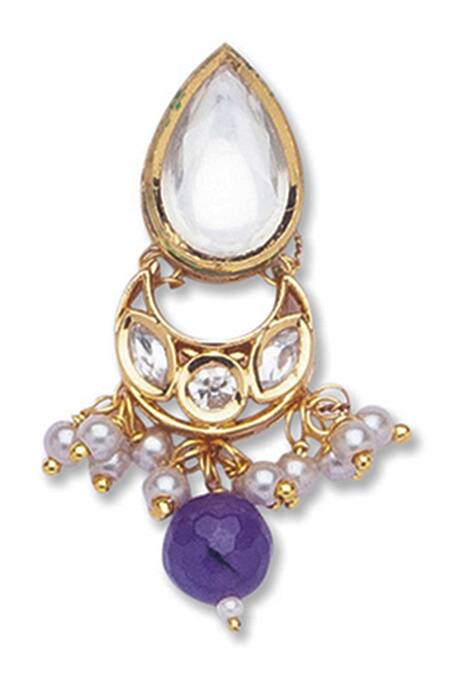 HRISHA_Gold Plated Kundan Polki Brass And Agates Choker Set_at_Aza_Fashions