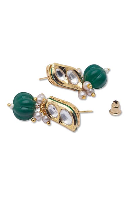 Buy HRISHA Gold Plated Kundan Polki And Onyx Necklace Set Online at Aza Fashions Buy_HRISHA_Gold Plated Kundan Polki And Onyx Necklace Set _Online_at_Aza_Fashions