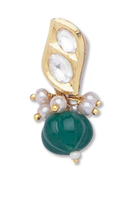 HRISHA Gold Plated Kundan Polki And Onyx Necklace Set at Aza Fashions HRISHA_Gold Plated Kundan Polki And Onyx Necklace Set _at_Aza_Fashions