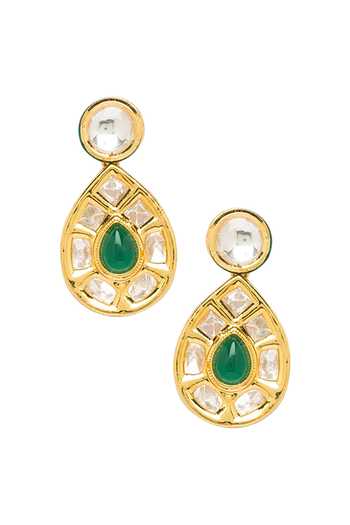 Buy_HRISHA_Gold Plated Agate, Kundan Polki Pendant Necklace Set_Online_at_Aza_Fashions