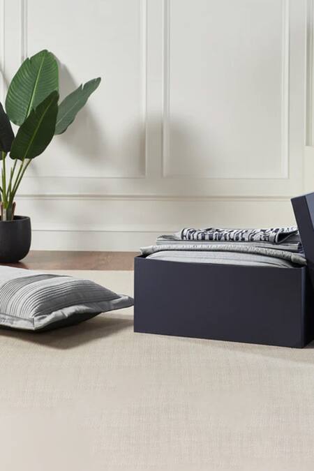 Houmn_Silver Madrid Fabric Embroidered Mosaic Bedding - Of 6_at_Aza_Fashions